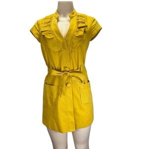 Tabitha . Yellow Cap Sleeve Mini Dress with Plunge Neckline